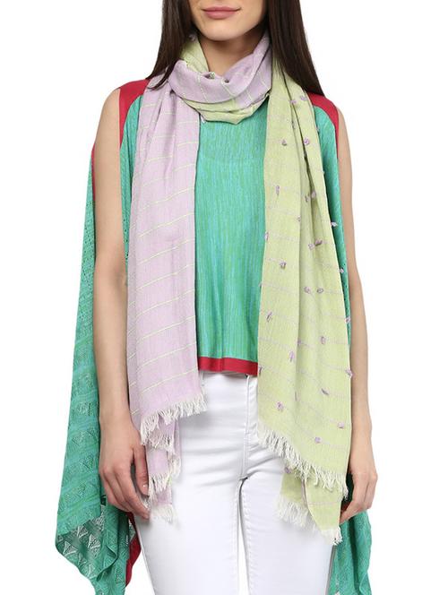 green viscose stole - 13313816 - Very Small Image - 1
