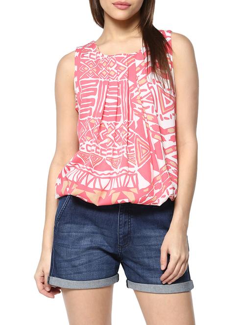 pink printed polycrepe top - 13323562 - Very Small Image - 1