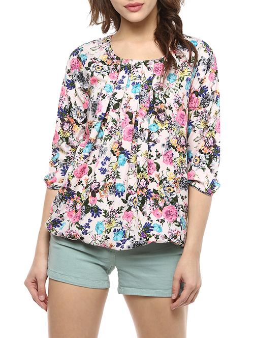 pink printed crepe top - 13323591 - Very Small Image - 1