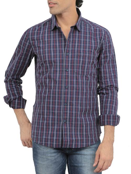 blue cotton casual shirt - 13323866 - Very Small Image - 1