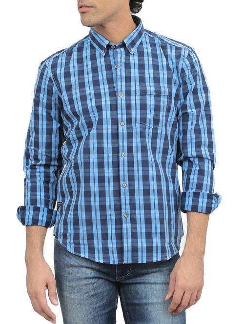 blue cotton casual shirt - 13323868 - Very Small Image - 1