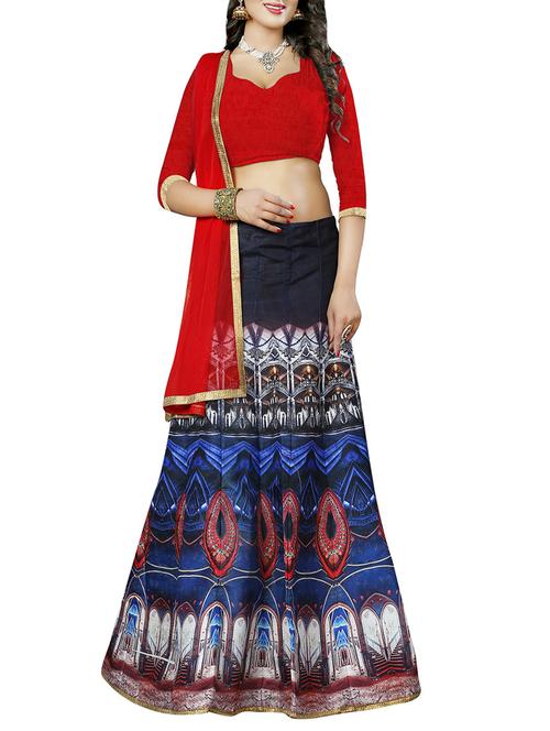 red printed lehenga - 13324165 - Very Small Image - 1