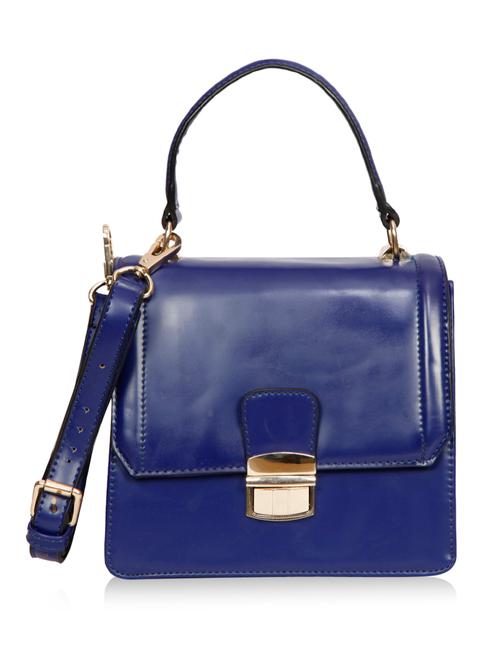 dark blue leatherette structured handbag - 1332444 - Very Small Image - 1