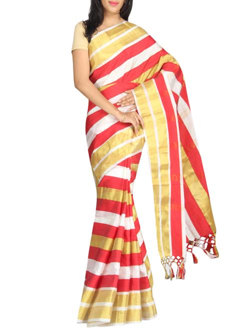 multi colored cotton blend saree with blouse - 13327764 - Very Small Image - 1