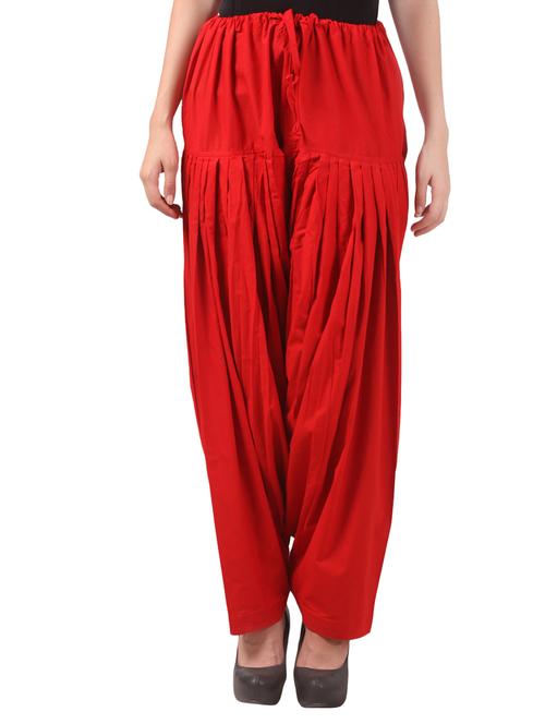 red cotton patiyala salwars - 13329054 - Very Small Image - 1