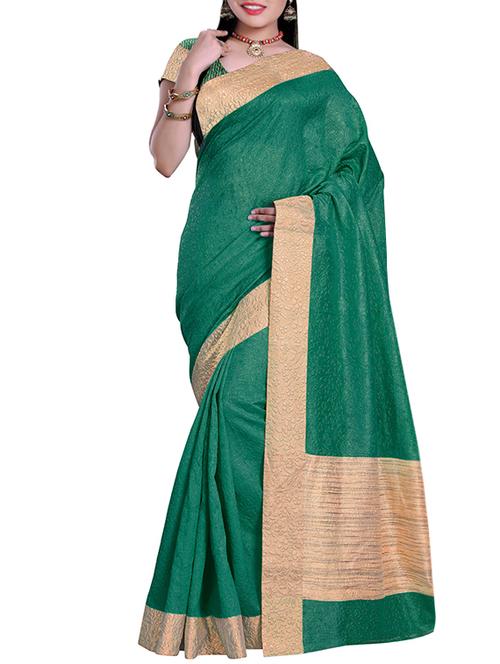 green art silk bordered saree - 13330122 - Very Small Image - 1