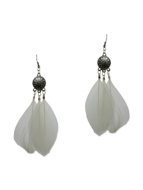 white metal drop earrings - 13335028 - Very Small Image - 1