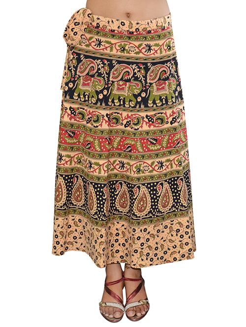 multicolored printed cotton wrap skirt - 13335047 - Very Small Image - 1