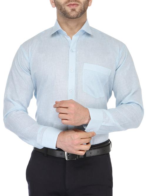 light blue cotton formal shirt - 13335526 - Very Small Image - 1