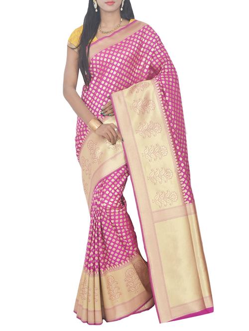pink art silk banarasi saree with blouse - 13336305 - Very Small Image - 1