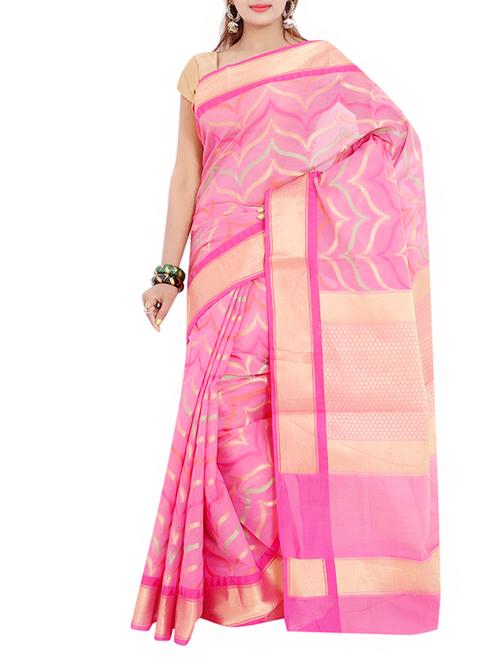 pink art silk banarasi saree with blouse - 13337451 - Very Small Image - 1