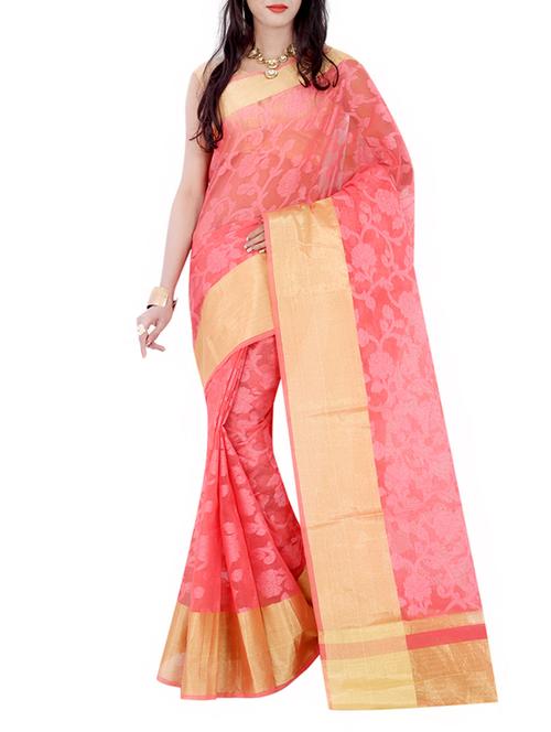 peach art silk banarasi saree with blouse - 13337461 - Very Small Image - 1