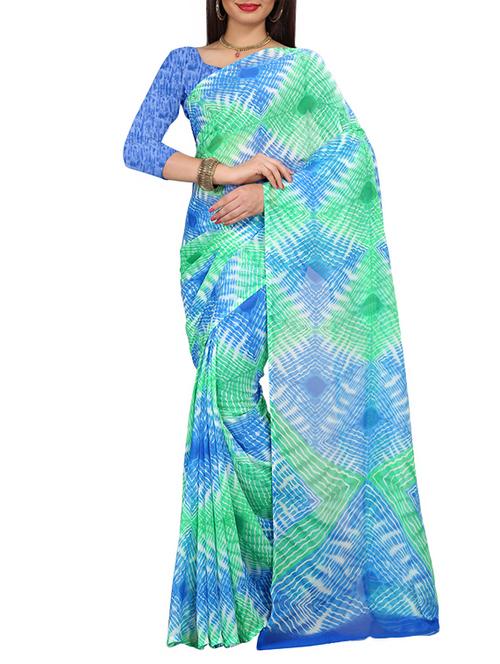 multi colored georgette printed saree with blouse - 13338064 - Very Small Image - 1