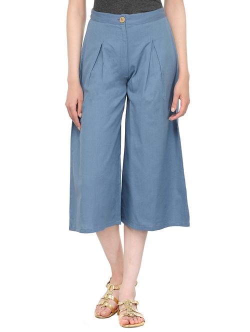 blue cotton culottes - 13340667 - Very Small Image - 1