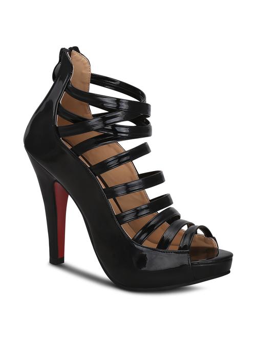 black leatherette gladiators sandals - 13343031 - Very Small Image - 1