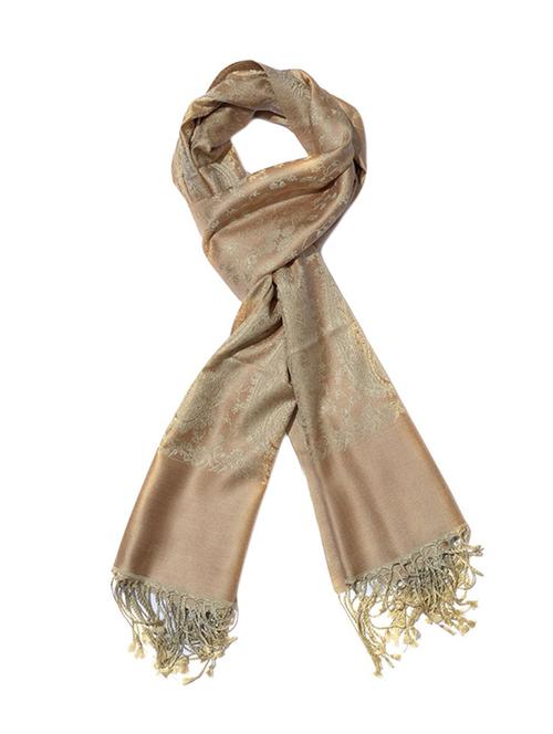 brown pure silk stole - 13343685 - Very Small Image - 1