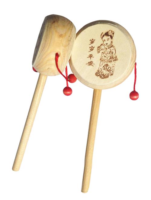 desi karigar wooden rattle drum instrument child musical toy (set of 2) - 13343999 - Very Small Image - 1