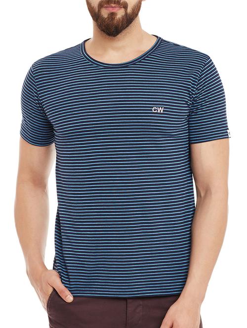blue cotton striped t-shirt - 13344056 - Very Small Image - 1