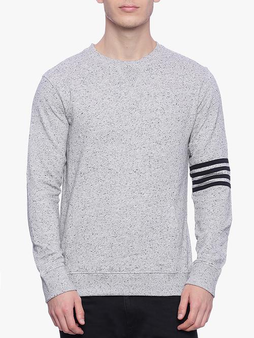 grey melange cotton sweatshirt - 13344086 - Very Small Image - 1