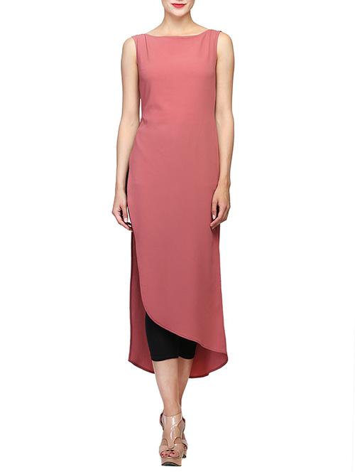 pink solid rayon tunic - 13345179 - Very Small Image - 1