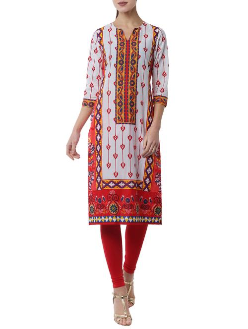 red cotton straight kurta - 13348166 - Very Small Image - 1