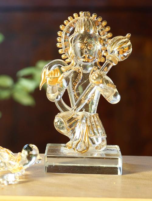 anasa sitting hanuman ji crystal glass god idol 4.25 inch - 13350724 - Very Small Image - 1