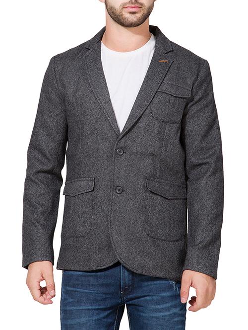 grey cotton blend casual blazer - 13352083 - Very Small Image - 1
