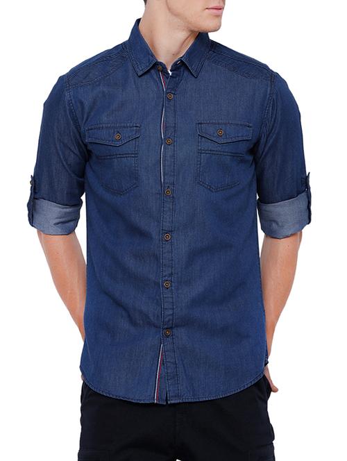 light blue cotton casual shirt - 13352112 - Very Small Image - 1