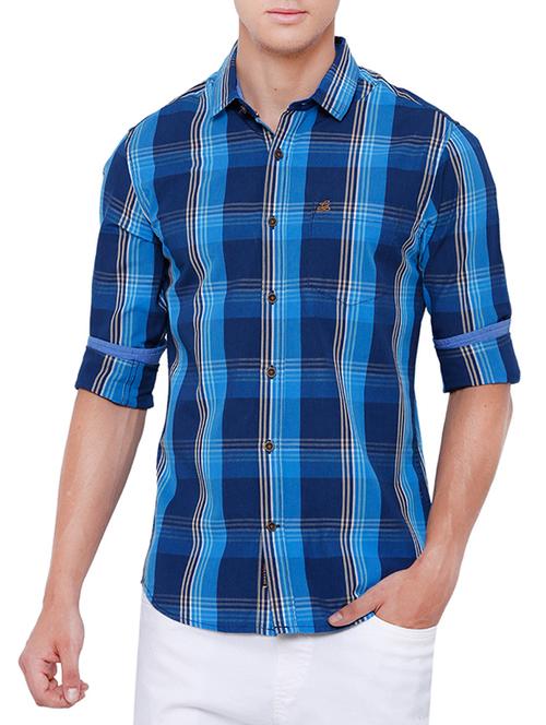 blue cotton casual shirt - 13352126 - Very Small Image - 1