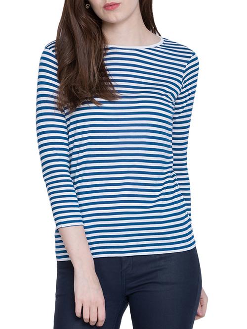 blue striped viscose regular tee - 13354172 - Very Small Image - 1