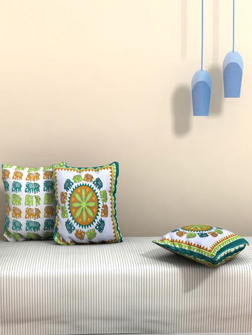 aj home set of 3 cotton ethnic cushion covers - 13358799 - Very Small Image - 1