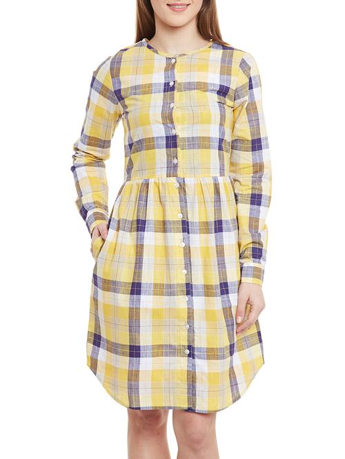 yellow cotton shirt dress - 13360339 - Very Small Image - 1