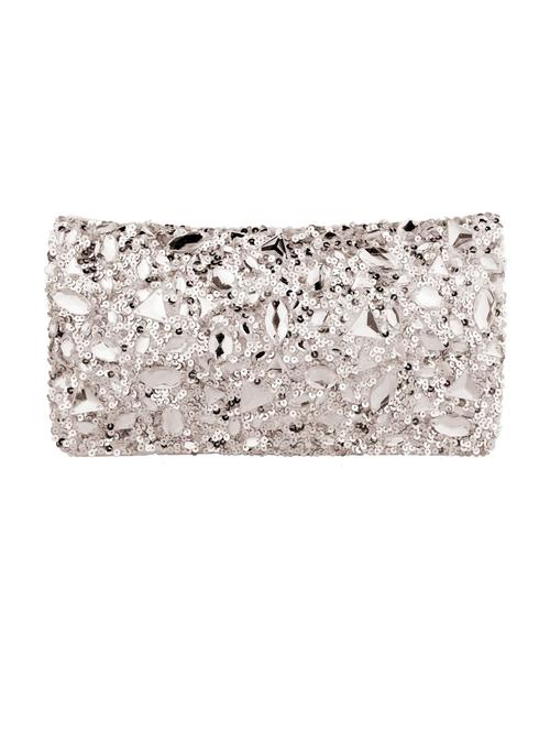 silver satin ethnic clutch - 13360879 - Very Small Image - 1