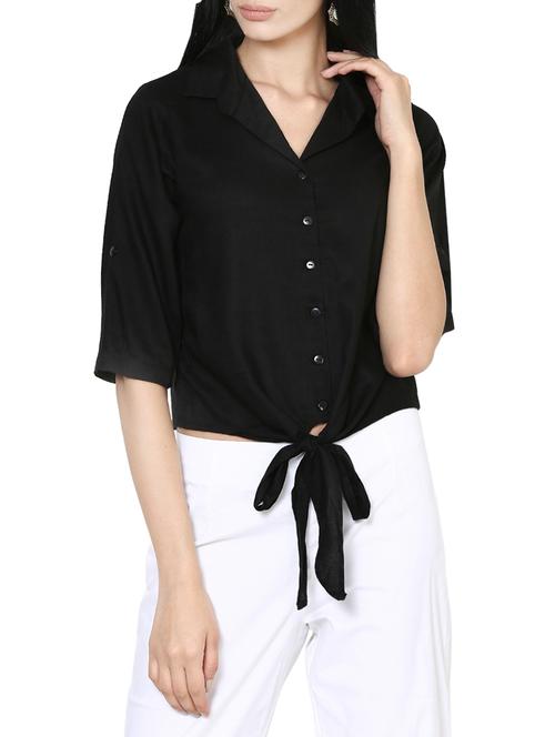 solid black cotton shirt - 13361795 - Very Small Image - 1