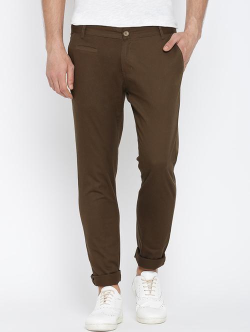 brown cotton chinos casual trousers - 13364101 - Very Small Image - 1