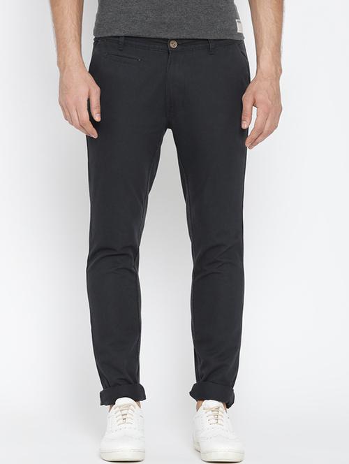 navy blue cotton chinos casual trousers - 13364118 - Very Small Image - 1