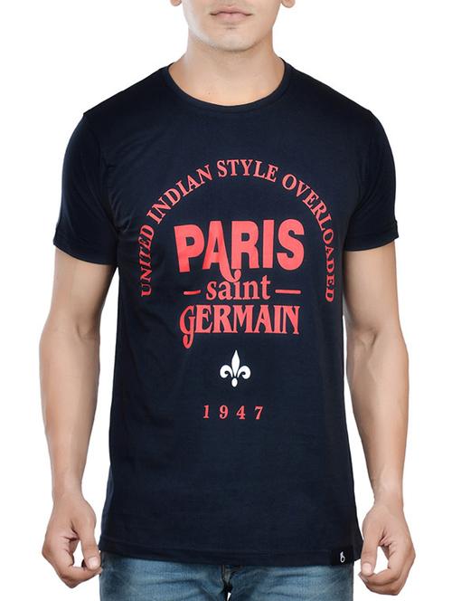 navy blue cotton chest print tshirt - 13364451 - Very Small Image - 1