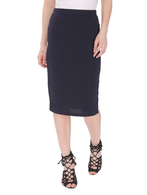 navy blue hosery pencil skirt - 13367802 - Very Small Image - 1