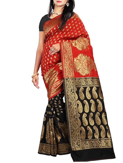 red art silk banarasi saree with blouse - 13369814 - Very Small Image - 1