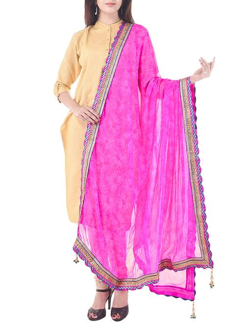 pink chiffon printed dupatta - 13369840 - Very Small Image - 1