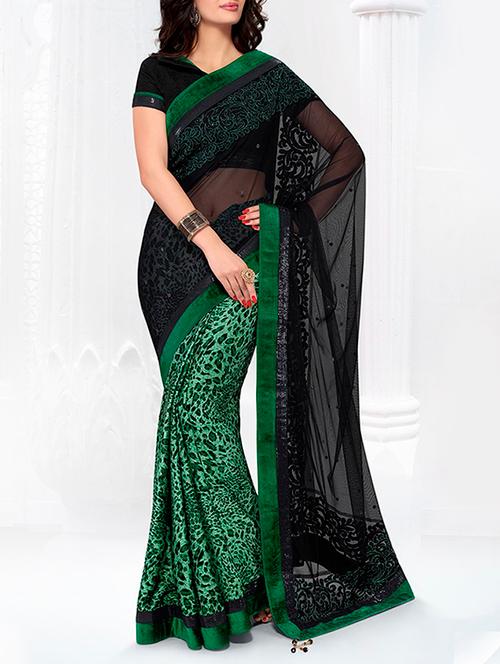 animal print half and half saree with blouse - 13373167 - Very Small Image - 1