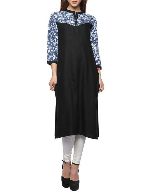 blue viscose straight kurta - 13376594 - Very Small Image - 1