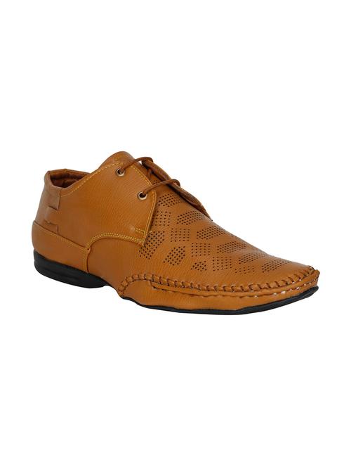 tan leatherette lace up derby - 13376982 - Very Small Image - 1