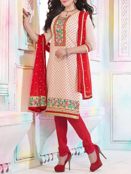 pink blend embroidered straight dress material - 13382335 - Very Small Image - 1