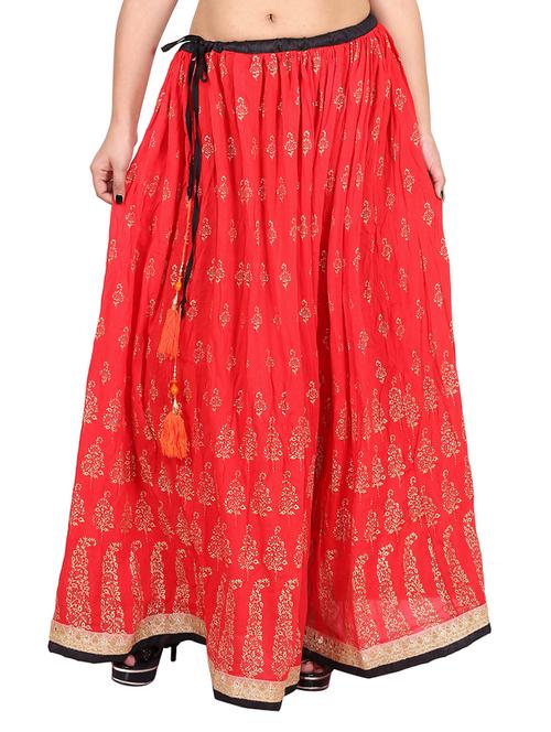 red rayon flared skirt - 13383219 - Very Small Image - 1