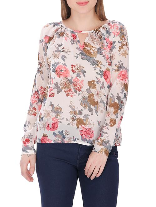 cream floral top - 13383379 - Very Small Image - 1