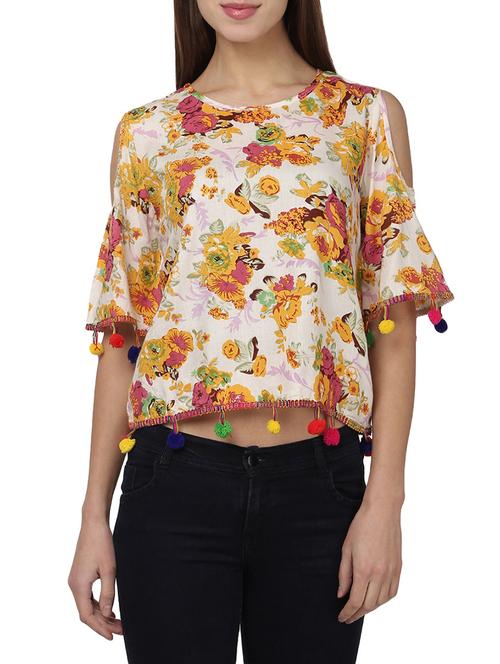 white rayon crop top - 13385361 - Very Small Image - 1
