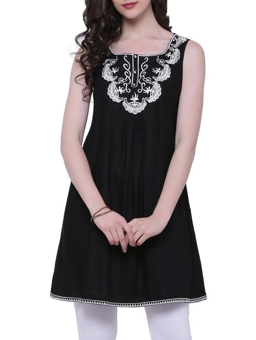 black viscose regular tunic - 13387645 - Very Small Image - 1