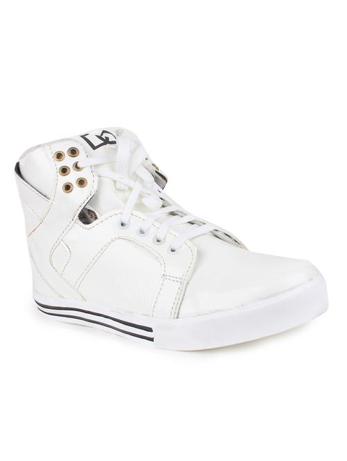 white leatherette lace up sneaker - 13390639 - Very Small Image - 1