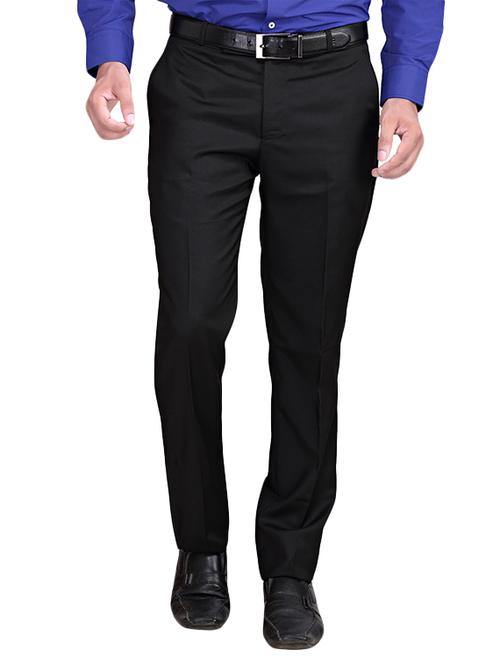 black polyester flat front trousers formal - 13392267 - Very Small Image - 1
